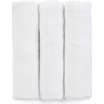 PETITE&MARS Set de Pañales de Muselina de Bambú 3pcs Moussy Total Blanco, 68 x 68 cm 1×3 pcs, set de pañales