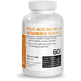 Foliumzuur 800 mcg en vitamine B12 1000 mcg, 60 capsules, Bronson