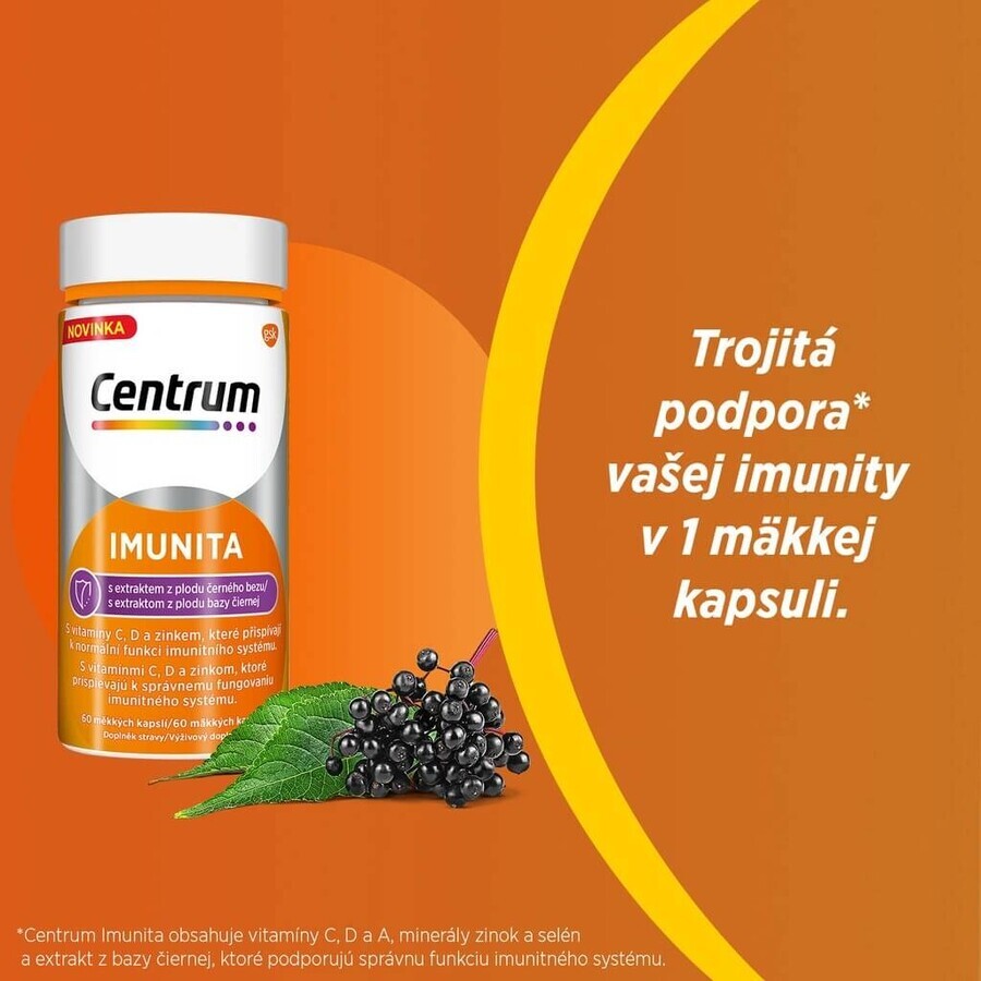 Centrum Immunity con extracto de saúco negro 1x60 cps, multivitamínico con vitamina C y D para reforzar la inmunidad