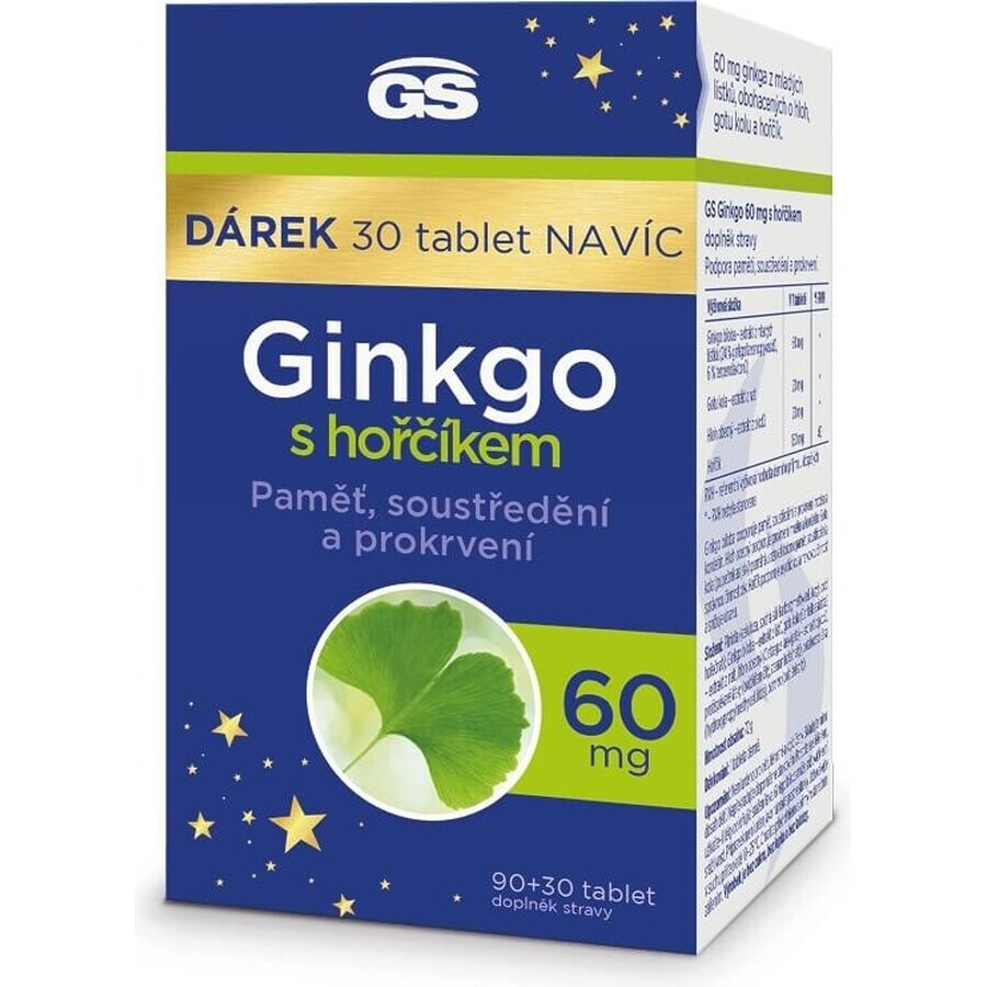 GS Ginkgo 60 mg met magnesium 1×120 tbl, voedingssupplement