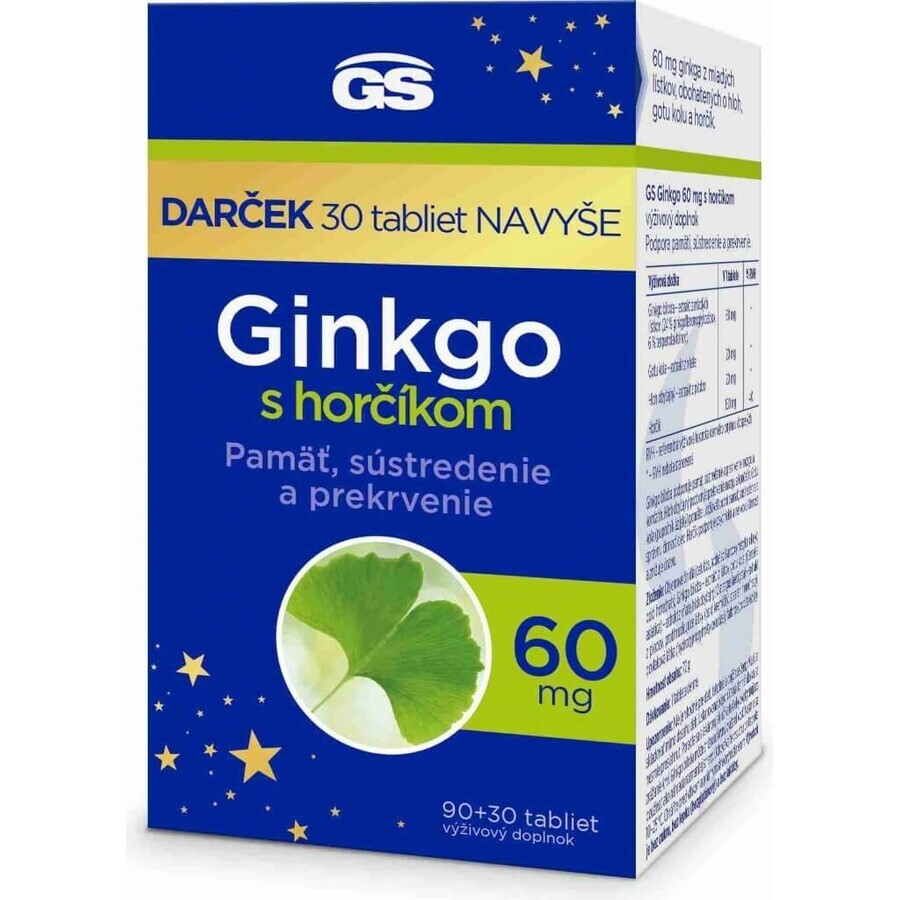 GS Ginkgo 60 mg met magnesium 1×120 tbl, voedingssupplement