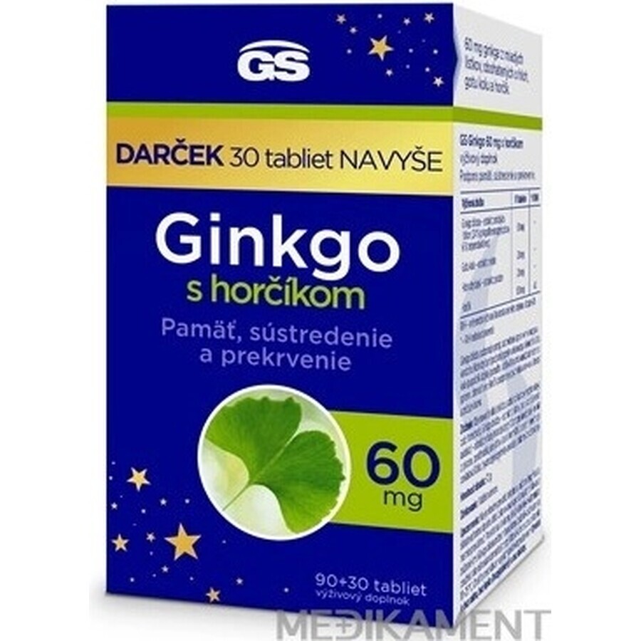 GS Ginkgo 60 mg met magnesium 1×120 tbl, voedingssupplement