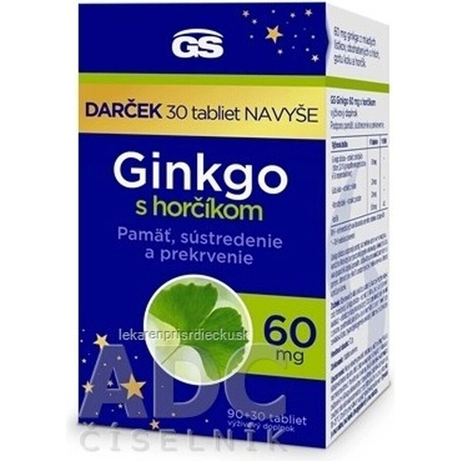 GS Ginkgo 60 mg met magnesium 1×120 tbl, voedingssupplement