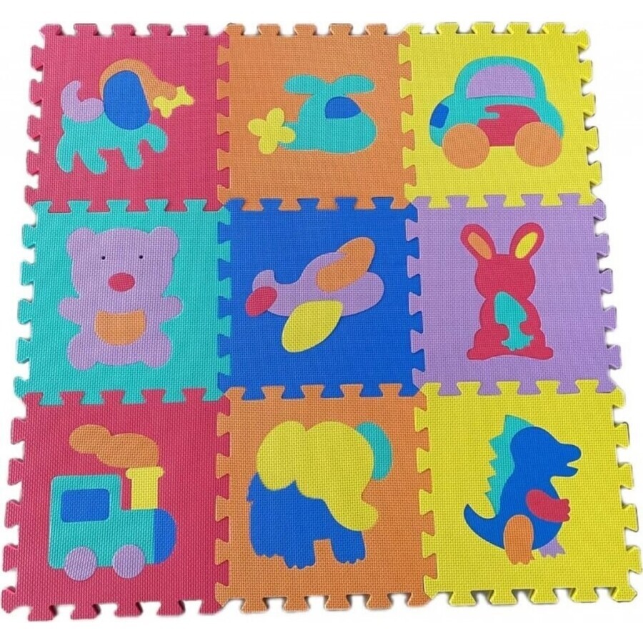 FOAM MASTER TRADING Schuimstofmat dieren en voertuigen 1×9 stuks, puzzelschuim