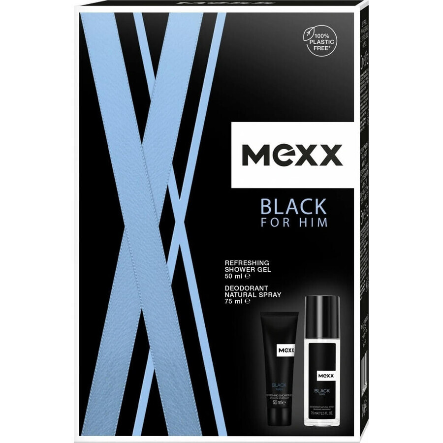 MEXX BLACK MAN deodorant 75ML + shower gel 50ML 1×1pc, cosmetic set for men