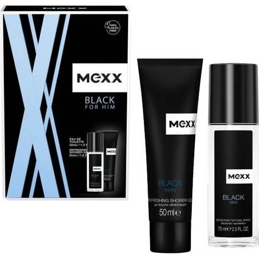 MEXX BLACK MAN deodorant 75ML + shower gel 50ML 1×1pc, cosmetic set for men