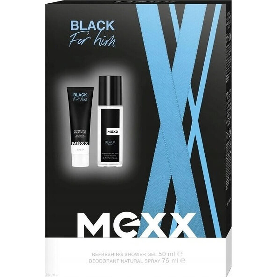 MEXX BLACK MAN deodorant 75ML + shower gel 50ML 1×1pc, cosmetic set for men