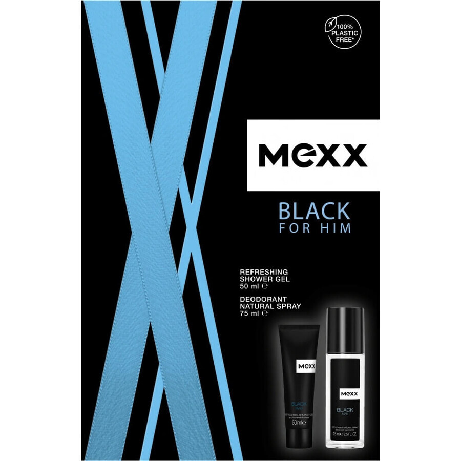 MEXX BLACK MAN deodorant 75ML + shower gel 50ML 1×1pc, cosmetic set for men