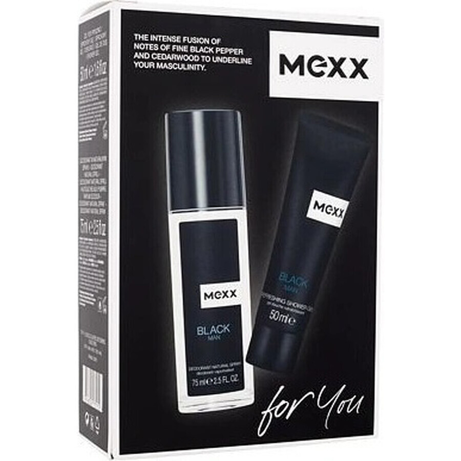 MEXX BLACK MAN deodorant 75ML + shower gel 50ML 1×1pc, cosmetic set for men