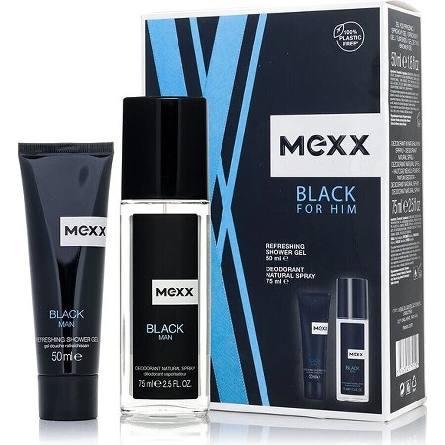 MEXX BLACK MAN deodorant 75ML + shower gel 50ML 1×1pc, cosmetic set for men