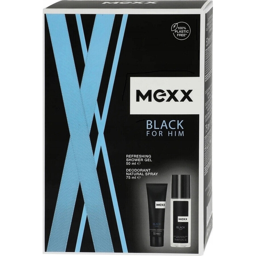 MEXX BLACK MAN deodorant 75ML + shower gel 50ML 1×1pc, cosmetic set for men