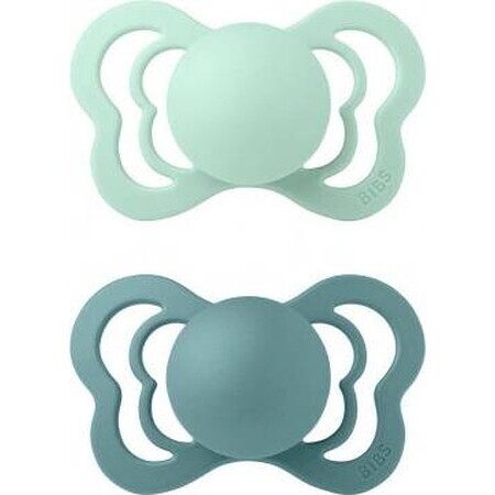 Ciucci ortodontici in silicone BIBS Couture 2 pezzi 1×1 pezzo - misura 1, menta settentrionale/isola di mare