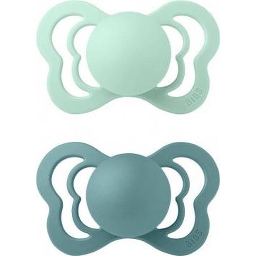 Ciucci ortodontici in silicone BIBS Couture 2 pezzi 1×1 pezzo - misura 1, menta settentrionale/isola di mare