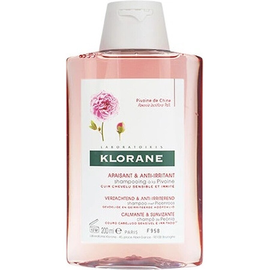 KLORANE SHAMPOOING à la pivoine biologique 1×200ml, shampooing pour cuir chevelu sensible et irrité