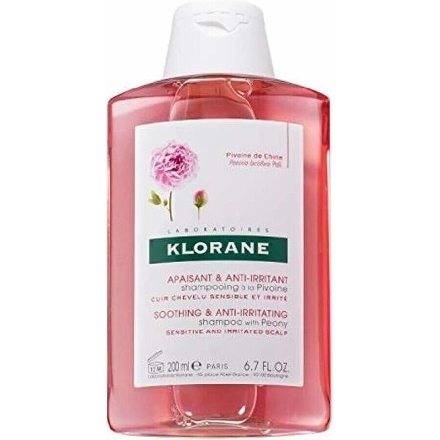 KLORANE SHAMPOOING à la pivoine biologique 1×200ml, shampooing pour cuir chevelu sensible et irrité