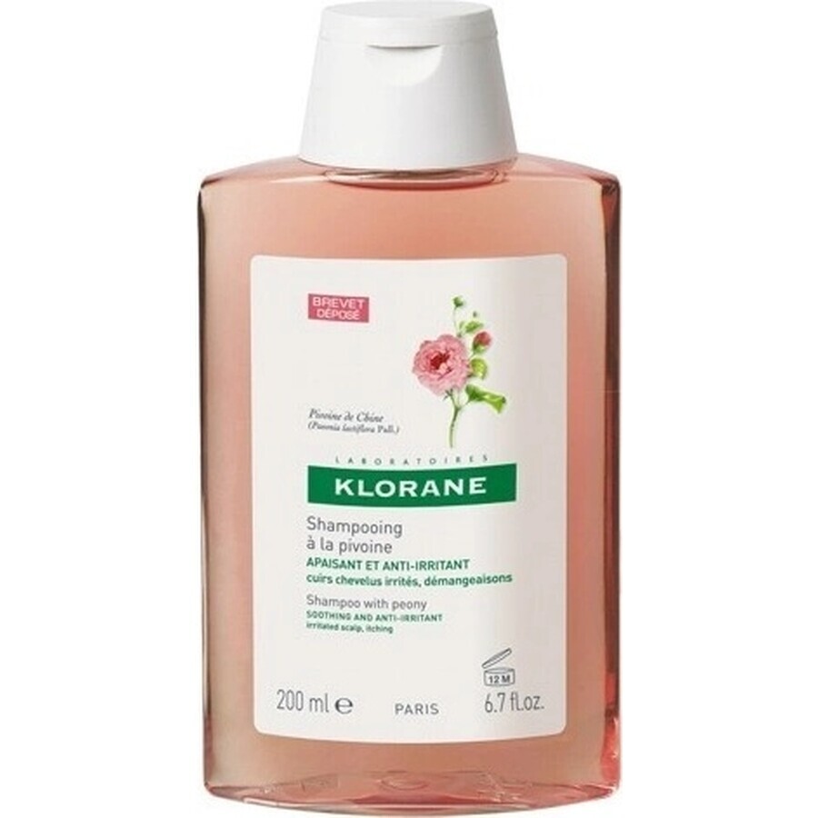 KLORANE SHAMPOOING à la pivoine biologique 1×200ml, shampooing pour cuir chevelu sensible et irrité