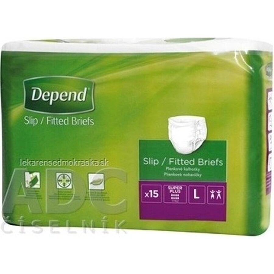 DEPEND Slips SUPER PLUS L 1×15 stuks, ademende luiers