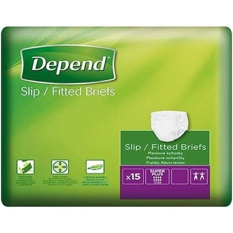 DEPEND Slips SUPER PLUS L 1×15 stuks, ademende luiers