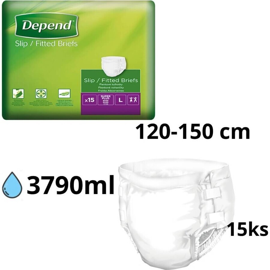 DEPEND Slips SUPER PLUS L 1×15 stuks, ademende luiers