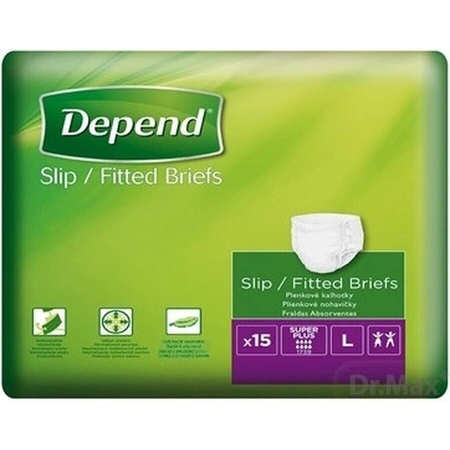 DEPEND Slips SUPER PLUS L 1×15 stuks, ademende luiers