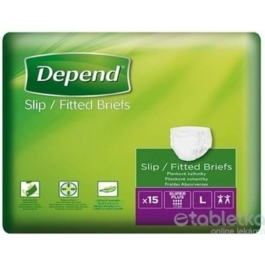 DEPEND Slips SUPER PLUS L 1×15 stuks, ademende luiers