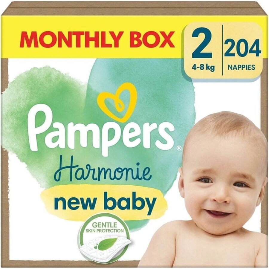 PAMPERS HARMONIE BABY DIAPERS V.2 4-8KG 204KS 1×204 pcs, couches taille 2