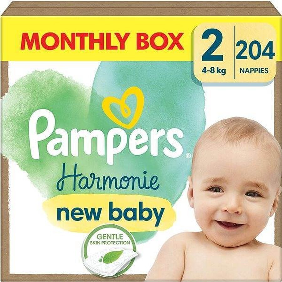 PAMPERS HARMONIE BABY DIAPERS V.2 4-8KG 204KS 1×204 pcs, couches taille 2