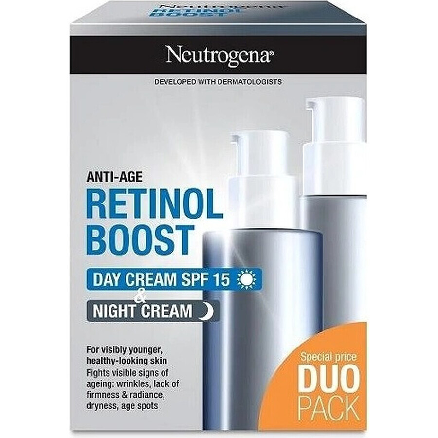 NEUTROGENA® Retinol Boost DUOPack anti-aging dagcrème SPF15 + nachtcrème 2x50ml 2×50ml, anti-aging crème