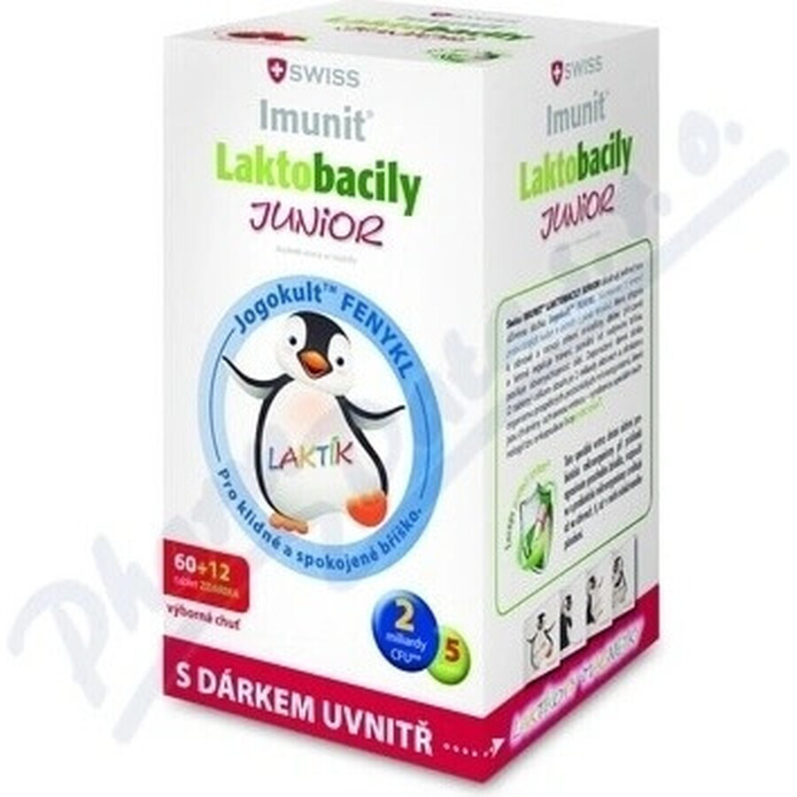 SWISS Lactobacilli JUNIOR Immunit + vitamin D3 60+12 tbl.+ gift 1×72 tbl, vitamins