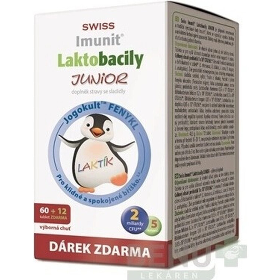 SWISS Lactobacilli JUNIOR Immunit + vitamin D3 60+12 tbl.+ gift 1×72 tbl, vitamins