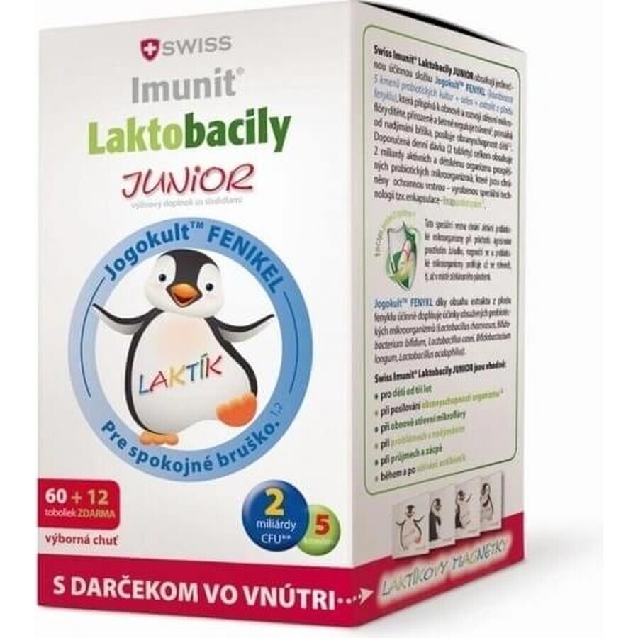 SWISS Lactobacilli JUNIOR Immunit + vitamin D3 60+12 tbl.+ gift 1×72 tbl, vitamins