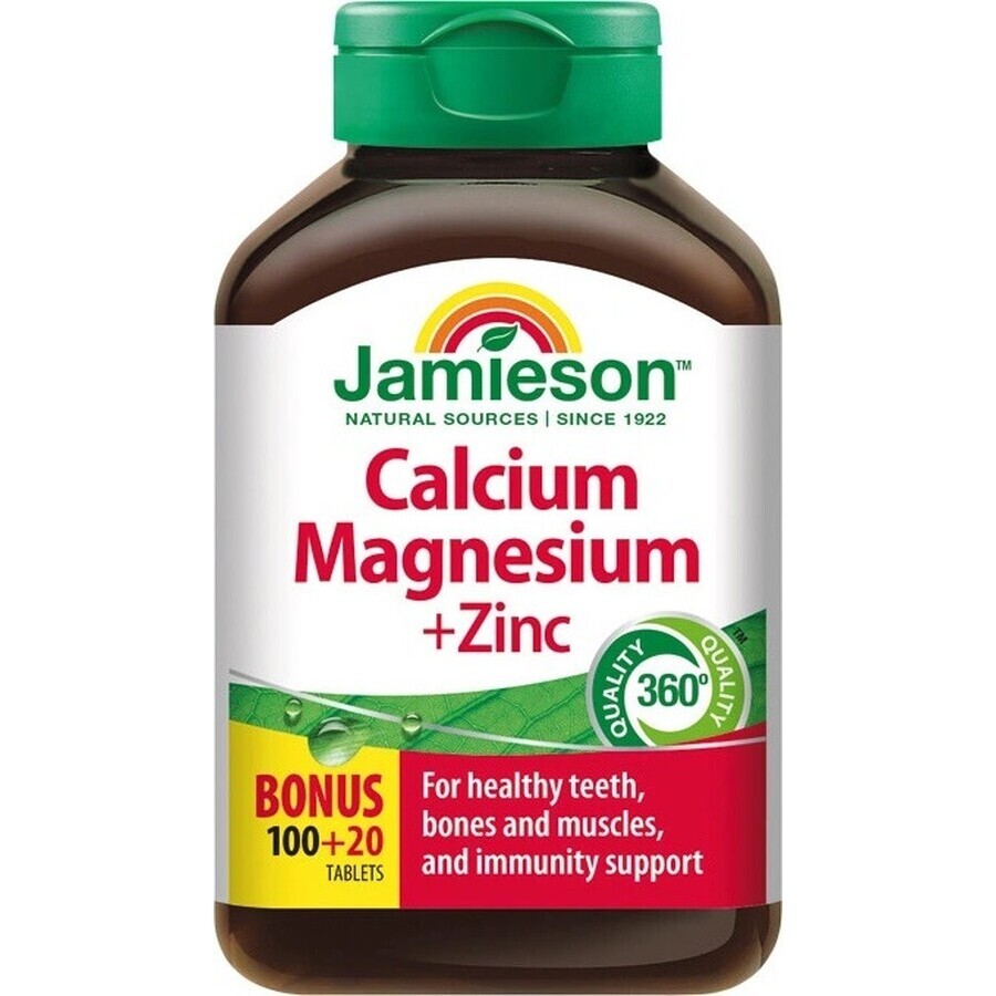 JAMIESON CALCIUM, MAGNESIUM MET ZINK 1×120 tbl, calcium + magnesium + zink