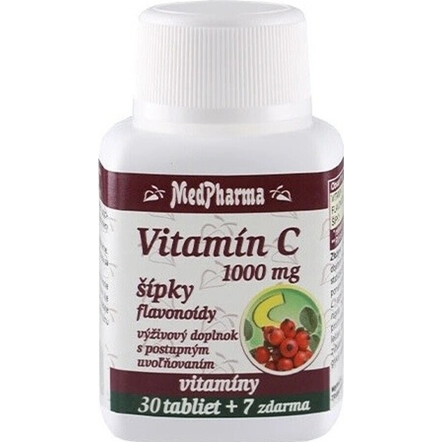 MedPharma VITAMIN C 1000 mg with rose hips 1×37 tbl, gradual release