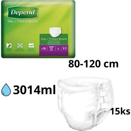 DEPEND Briefs SUPER PLUS M 1×15 pcs, breathable diapers