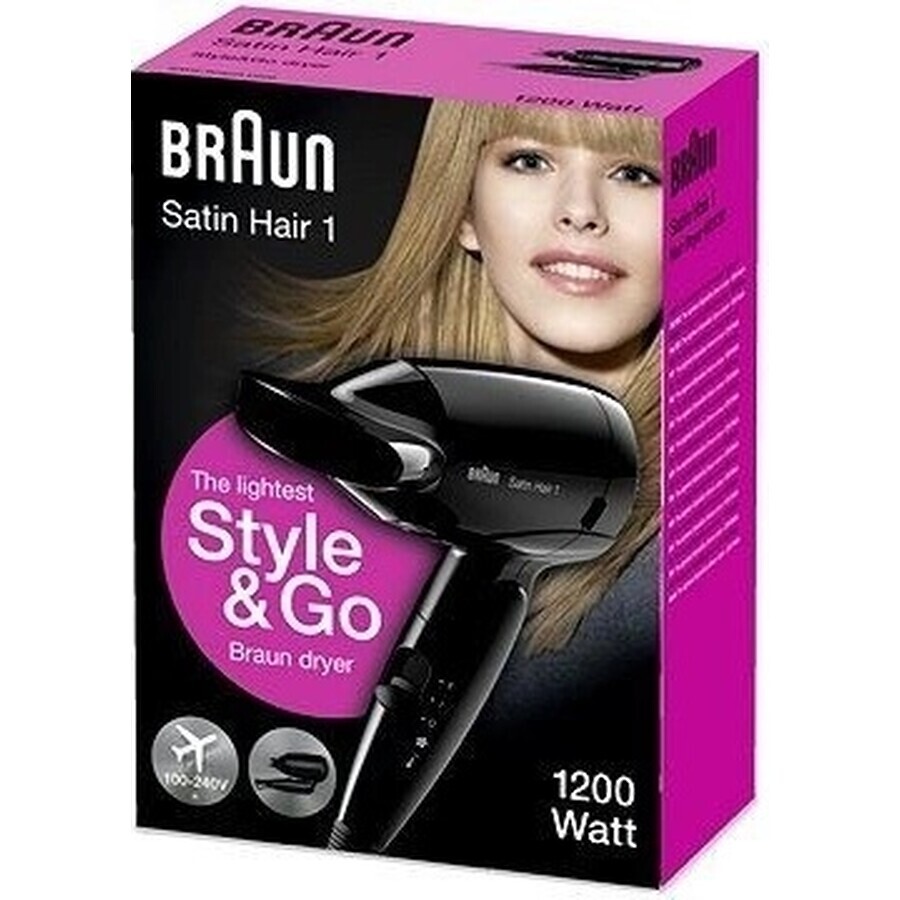 Braun Satin Hair 1 Hd 130 To Go 1pc 1×1 buc uscător de păr