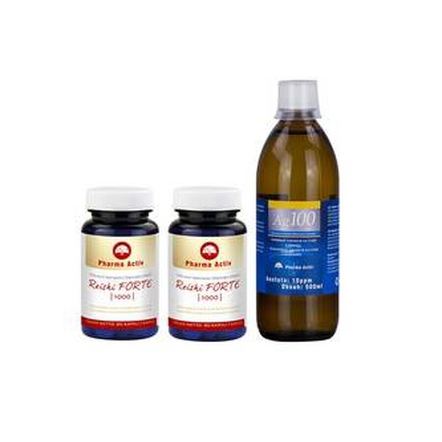 Pharma Activ Reishi forte 1000 ACTION cps 2x90 stuks + Colloïdaal zilver Ag100 10ppm 500 ml, 1x1 set