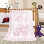 Manta infantil NELA 1023/010 100x140cm búho rosa 1×1 ud, manta bebé