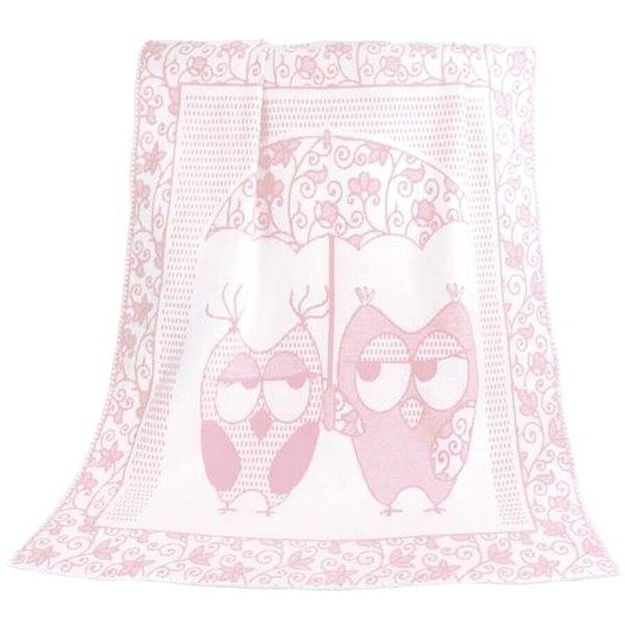 Manta infantil NELA 1023/010 100x140cm búho rosa 1×1 ud, manta bebé