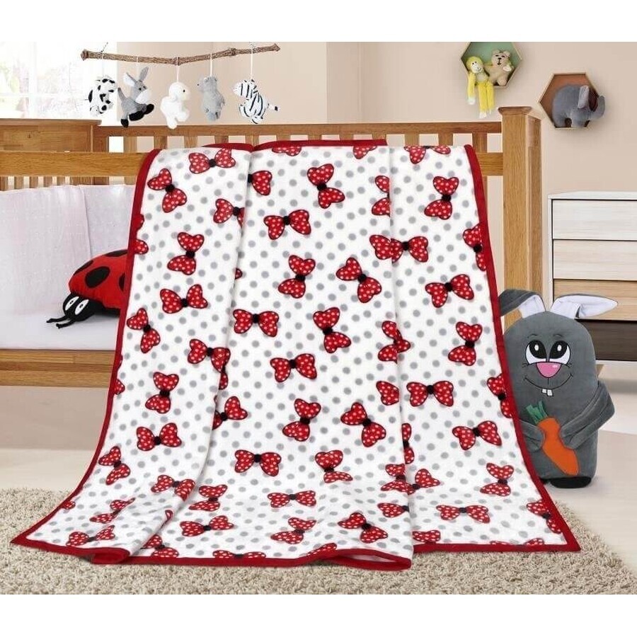 Baby blanket ELLA 1003/155 N 100x150cm red bows 1×1 pc, baby blanket