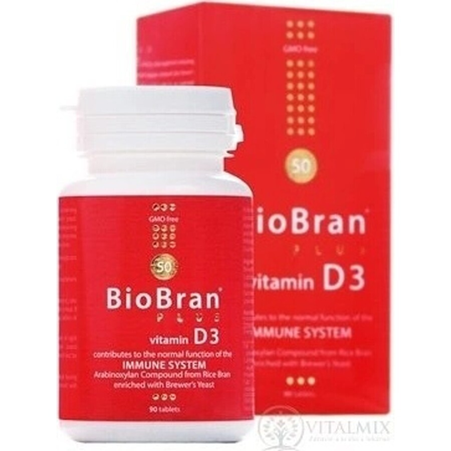 BioBran Plus Vitamin D3 1×90 tbl, Nahrungsergänzungsmittel