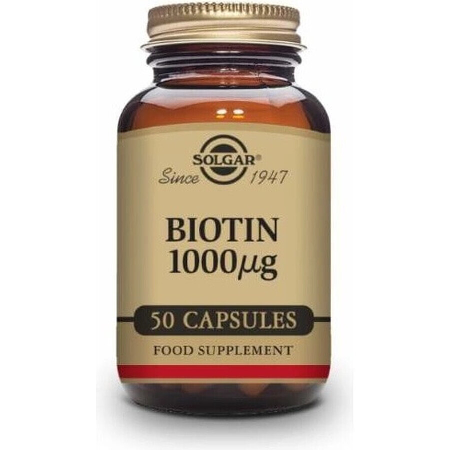 Solgar Biotine 1000 μg Voor haar en huid 50 capsules 1×50 cps, voedingssupplement