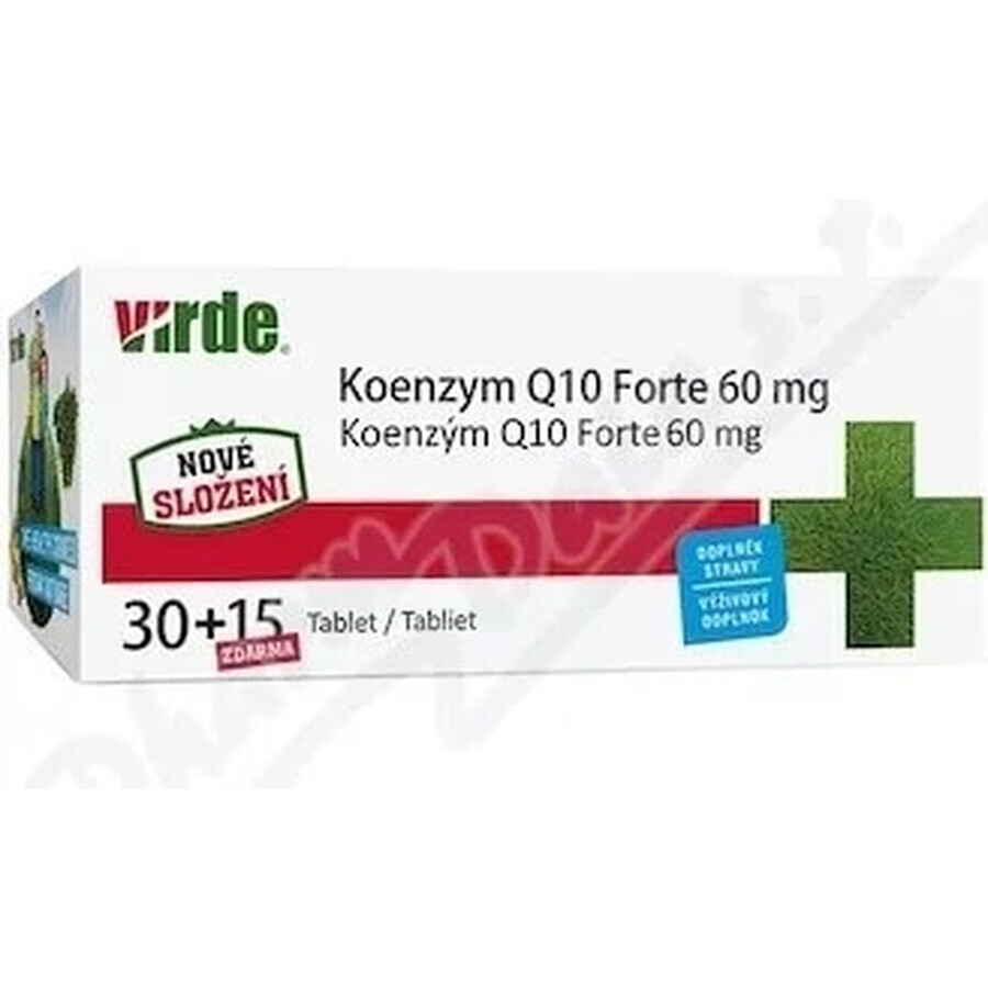 VIRDE KOENZYM Q10 Forte 60 mg 1×45 tbl, Coenzym