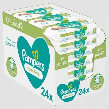 Pampers Sensitive Box Lingettes Sans Plastique 24x52pcs 24×52 pcs