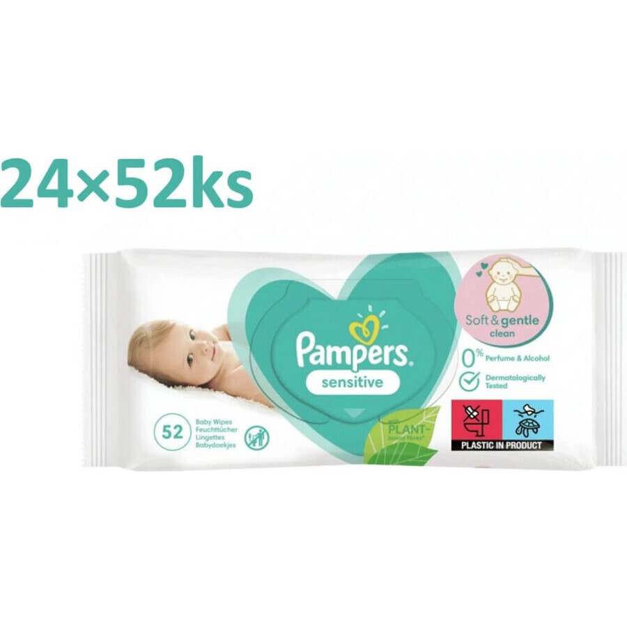 Pampers Sensitive Box Lingettes Sans Plastique 24x52pcs 24×52 pcs