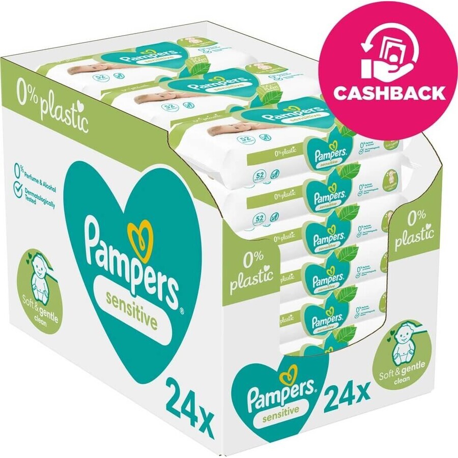 Pampers Sensitive Box Lingettes Sans Plastique 24x52pcs 24×52 pcs