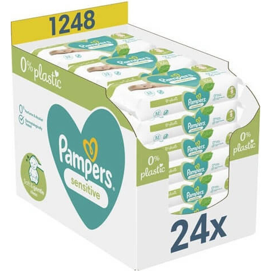 Pampers Sensitive Box Lingettes Sans Plastique 24x52pcs 24×52 pcs