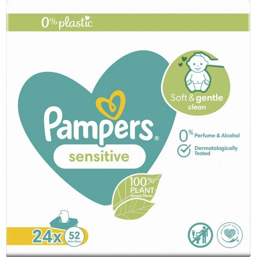 Pampers Sensitive Box Lingettes Sans Plastique 24x52pcs 24×52 pcs