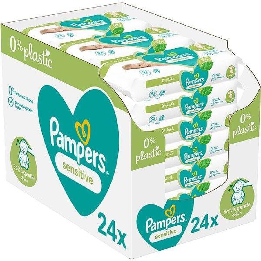 Pampers Sensitive Box Lingettes Sans Plastique 24x52pcs 24×52 pcs