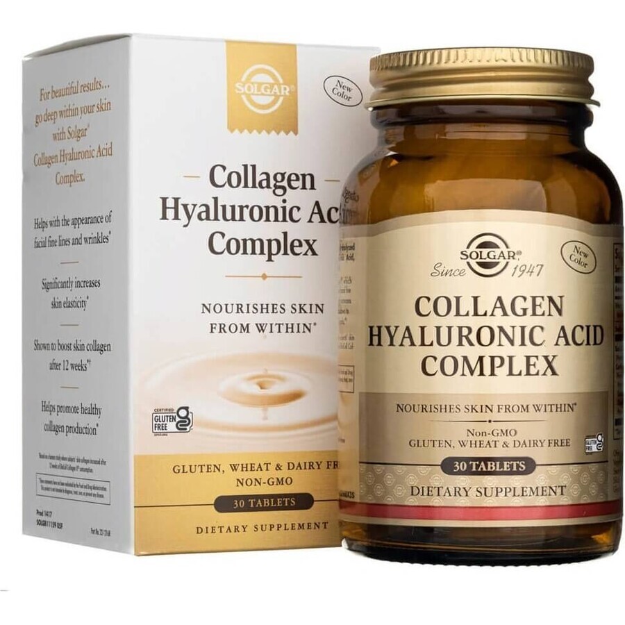 Solgar Collagen Hyaluronic Acid Complex Collagene e acido ialuronico 30 compresse 1×30 tbl