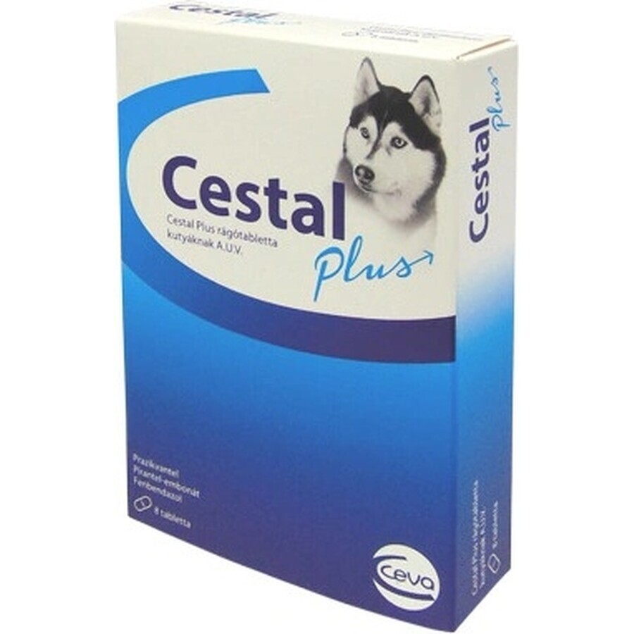 Cestal Plus Kautabletten für Hunde 1×8 tbl, Parasitengeschmackstabletten für Hunde